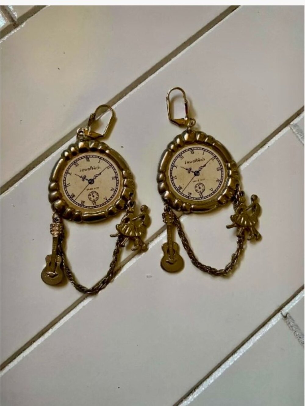 Victorian Steampunk Pocket Watch Dangle Earrings